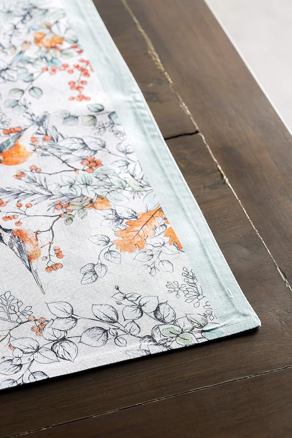 Maison d' Hermine Placemats Set of 4 100% Cotton Washable Cloth Place Mats, Reusable Table Mats for Thanksgiving Christmas Decorations Kitchen Dining Party Wedding (Whitish Shabby Chique, 13" x 19")