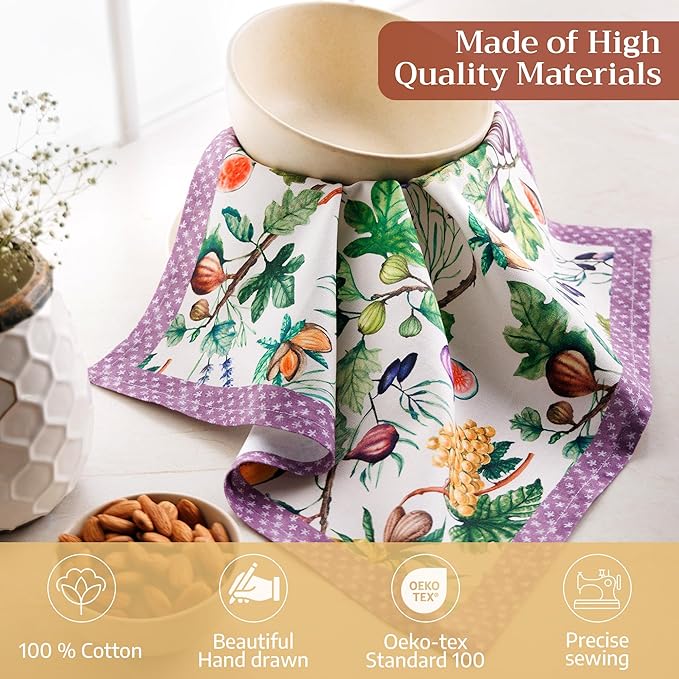 Maison d' Hermine Cloth Napkins Set of 4 100% Cotton Everyday Reusable Square Napkins Cloth Washable Dinner Party Wedding Restaurant Gifts for Mothers Day Spring/Summer (Cavaillon, 18" x 18")