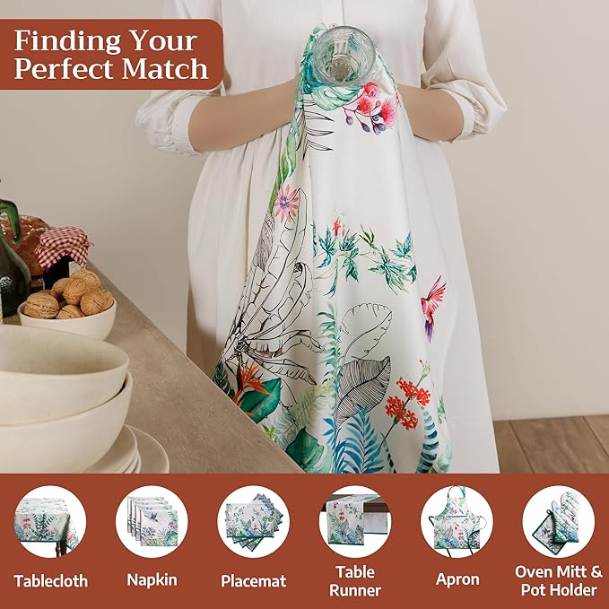 Maison d' Hermine Kitchen Towels Set of 3 100% Cotton 27.50" x 20" Reusable Cloth Tea Dish Towels Absorbent with Hanging Loop for Kitchen Gifts for Mothers Day Spring/Summer (Tropiques)