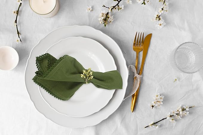 ACCENTHOME Olive Green Cloth Napkins Set of 6 18x18 inch Cotton Dinner Napkins - Washable Soft Premium Hotel Quality Reusable Napkins Perfect Table Napkins for Family Dinners, Weddings & Everyday Use