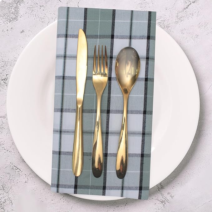 Urban Villa Cloth Napkins 100% Cotton Dinner Napkins Highly Absorbent 20x20 Inches (Set of 12) Majestic Checks Reusable Washable Soft Durable Premium Napkins Ideal for Home Wedding Parties