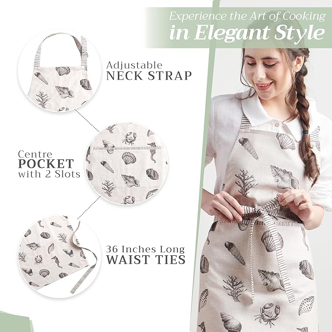 Maison d' Hermine 100% Cotton Apron for women with Pocket Kitchen Chef Apron for Men Cooking Mothers Day Gifts