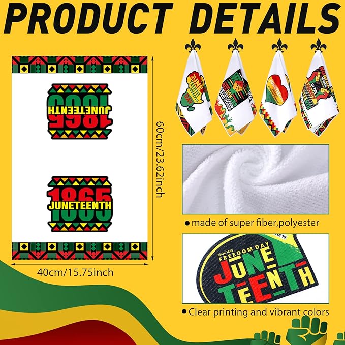 Oudain 6 Pcs Juneteenth Kitchen Towels Dish Towels 19th June Dish Cloths for Washing Dishes Absorbent Kitchen Hand Towels Juneteenth Decor for Juneteenth Gift Accessories