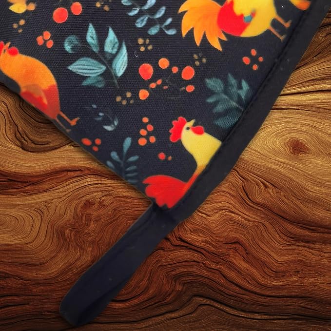 Rooster Oven Mitts, High Heat Resistant Kitchen Oven Gloves, Mini Silicone Oven Mitts, Non-Slip Grip Surfaces and Hanging Loop for Grilling, Baking, Cooking and Microwave, Gift