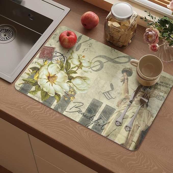 Vinyl Placemats Set of 6-12x17 Inch - Heat Resistant Washable Place Mats Waterproof Non-Slip Wipeable Table Mats for Dining Table Decor, Indoor/Outdoor Plastic Mat