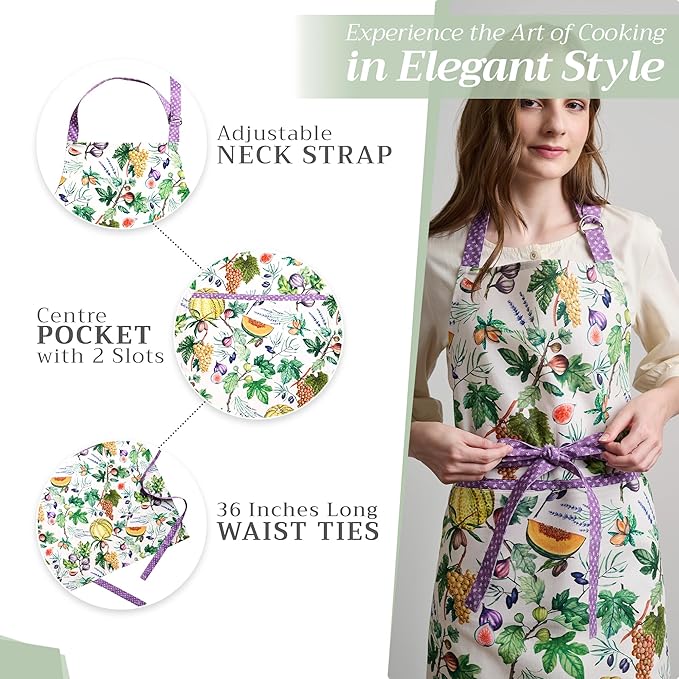 Maison d' Hermine 100% Cotton Apron for women with Pocket Kitchen Chef Apron for Men Cooking Mothers Day Gifts