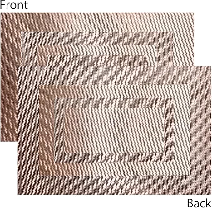 PIGCHCY Placemats,Heat Resistant Non Slip Durable Plastic Place Mats,Washable Easy to Clean Woven Vinyl Kitchen Placemats for Dining Table Set of 4 (Champagne)