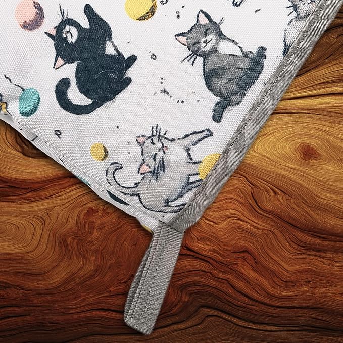Cute Cat Oven Mitts, High Heat Resistant Kitchen Oven Gloves, Mini Silicone Oven Mitts, Non-Slip Grip Surfaces and Hanging Loop for Grilling, Baking, Cooking and Microwave, Gift