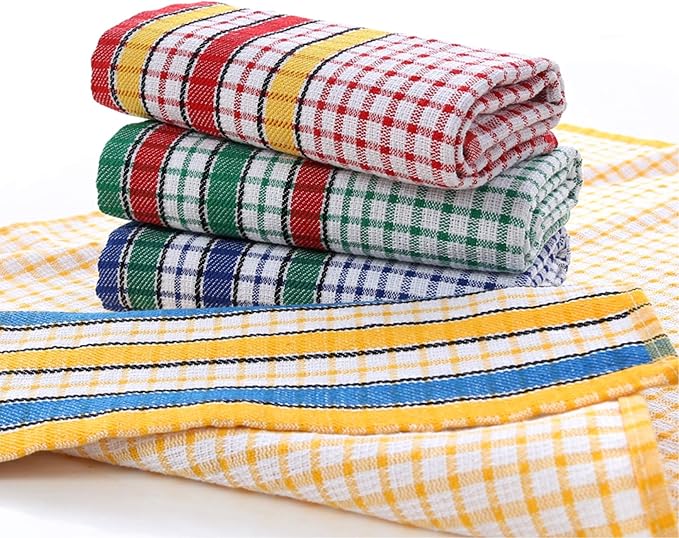 Large Kitchen Dish Towels, 16 Inch x 26 Inch Bulk Absorbent Cotton Kitchen Towels, 4 Pack Bright Colorful Tea/Bar Towel for Washing Drying Dishes and Household