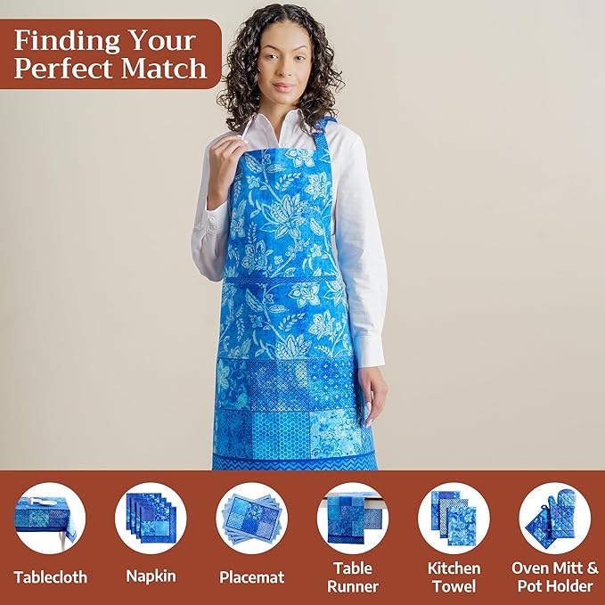 Maison d' Hermine 100% Cotton Apron for women with Pocket Kitchen Chef Apron for Men Cooking Mothers Day Gifts