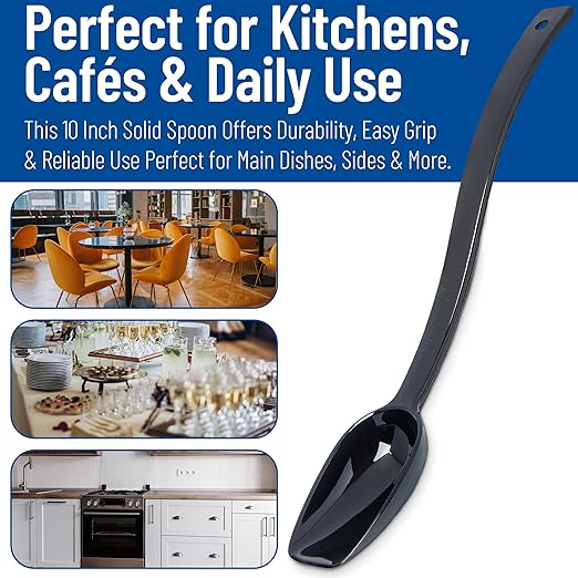 Carlisle FoodService Products Plastic Solid Spoon, 10 Inches, Black, (Pack of 12)