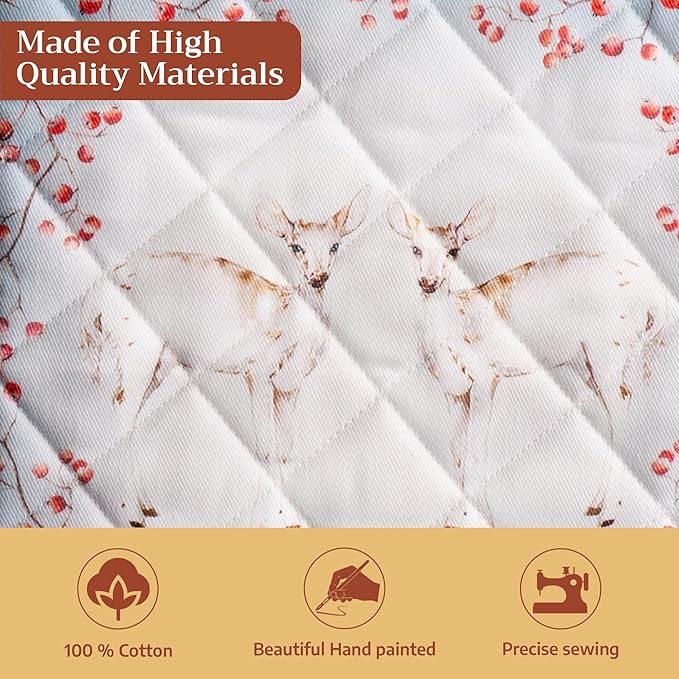 Maison d' Hermine Pot Holders 100% Cotton Heat Resistant Potholders 8" x 8" Hot Pads with Loop for Thanksgiving Christmas Decorations BBQ Cooking Handling Hot Pans (Pack of 1, Fairy Tale Forest)
