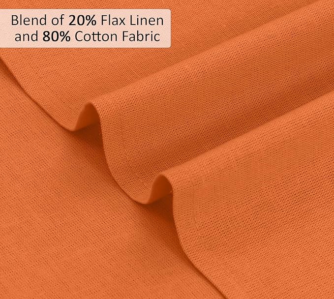 Ruvanti Linen Napkins Set of 6, 18x18 Cloth Napkins, Cotton Linen Blend Napkins Cloth Washable, Soft, Reusable Dinner Napkins for Wedding, Parties, Christmas, Thanksgiving, Everyday Use - Orange