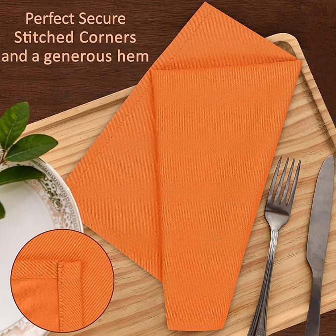 Ruvanti Cloth Napkins Set of 4, 18x18 Inches Napkins Cloth Washable, Soft, Durable, Absorbent, Cotton Blend. Table Dinner Napkins Cloth for Hotel, Lunch, Restaurant, Wedding Parties - Fall