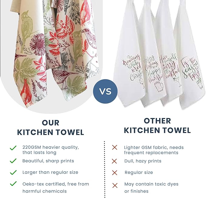 The Fine Living Co. 100% Cotton Kitchen Towels Set of 2, 18 x 28 inches, Ornamental Printed Dish Towel, Hand Towels, Boho Tea Towels, Kitchen Towels- Multifunctional, Stylish, Absorbent, Soft