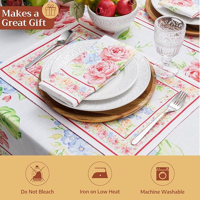 Maison d' Hermine Placemats Set of 4 100% Cotton Washable Cloth Place Mats Reusable Table Mats for Kitchen Dining Party Wedding Gifts for Mothers Day Spring/Summer (Vintage Floral, 13" x 19")