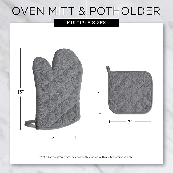 DII Basic Terry Collection 100% Cotton Quilted, Oven Mitt, Sage, 2 Piece