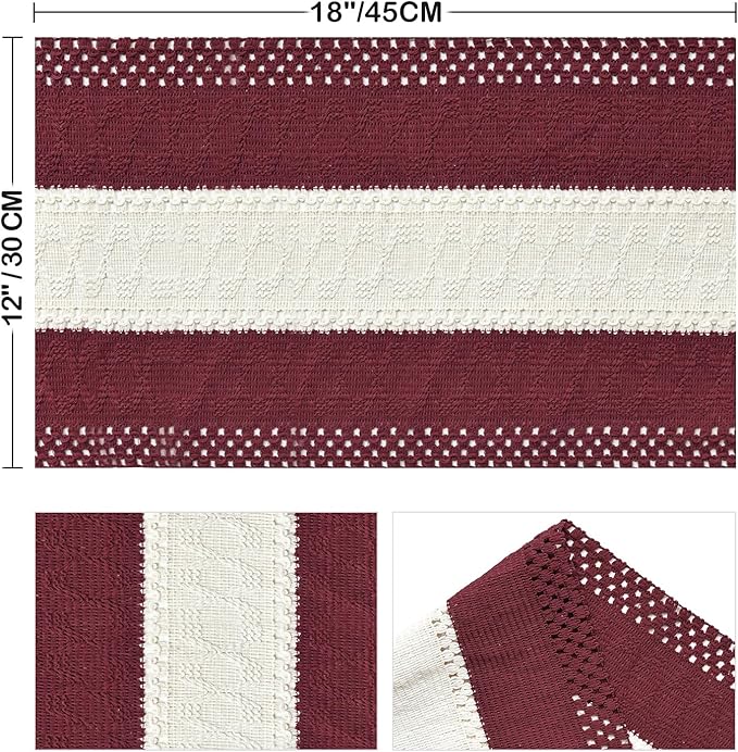 Artoid Mode Red Farmhouse Rustic Placemats Set of 4,12x18 Inch Seasonal Hollow Table Mats Party Kitchen Dining Decoration