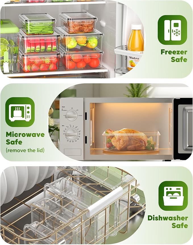 KEMETHY 60 PCS Food Storage Containers with Lids, BPA-Free Plastic Food Containers for Kitchen Storage, Leak Proof, Reusable Meal Prep Containers with Labels & Pen