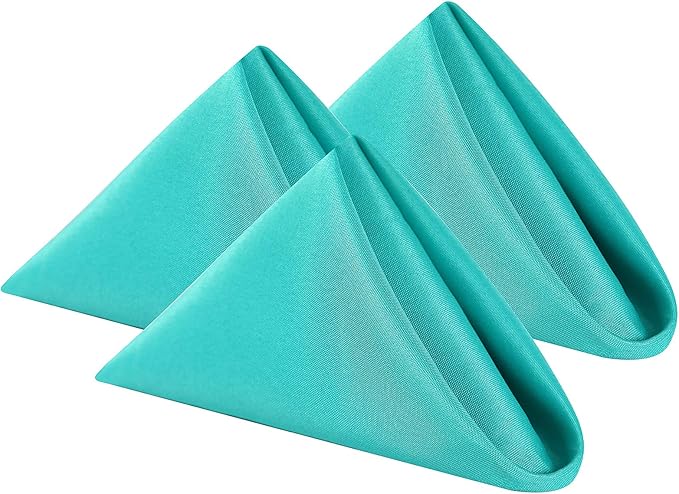 Cloth Napkins 17x17 inch Washable Polyester Dinner Napkins Soft Table Napkins for Wedding Party Dining Banquet(Turquoise,100PCS)