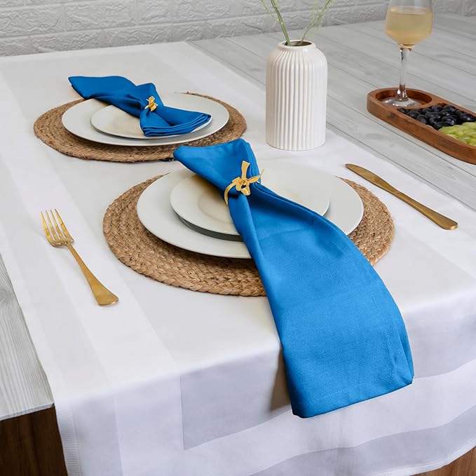 Blue Needles Solid Cloth Napkins Set of 12 Royal Blue 100% Cotton Dinner Napkins 18x18 inches - Soft, Reusable, Absorbent & Washable Linen, Ideal for Spring Summer Easter Events Parties & Everyday Use