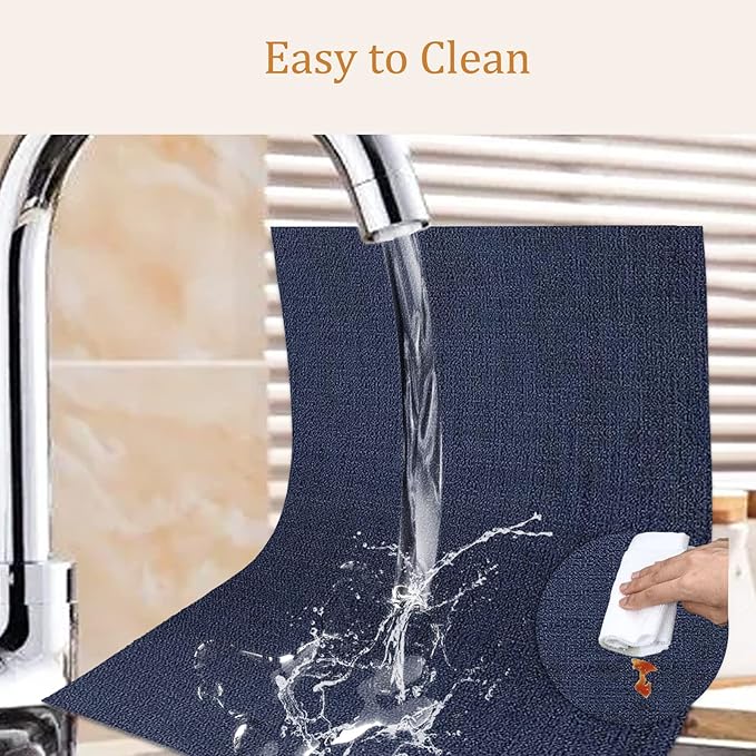 DACHUI Placemats Set of 6, Linen Look Woven Place Mats, Water Resistant, Heat Resistant, Washable, Durable Table Mats (Navy Blue)