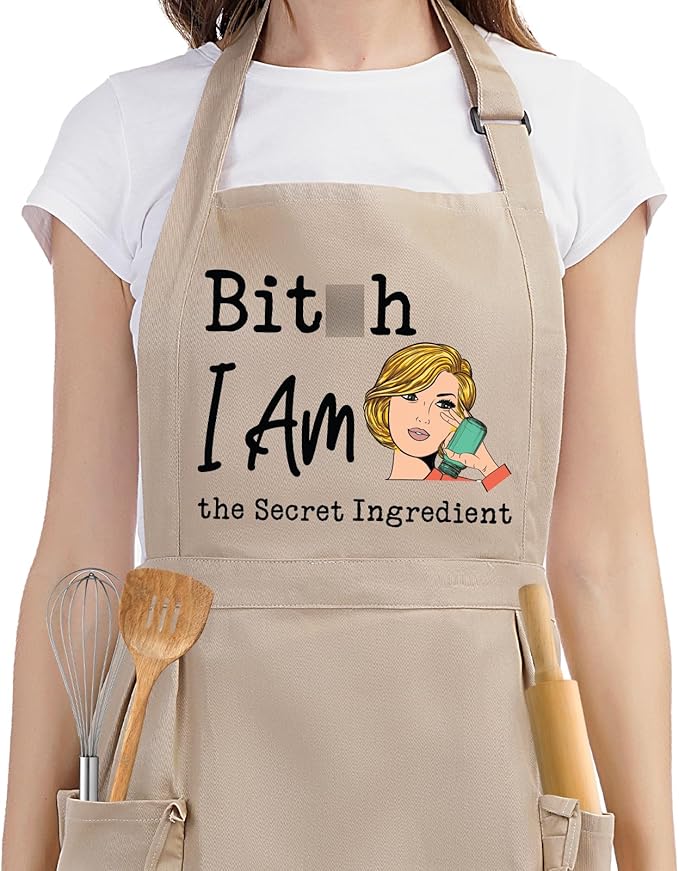 Miracu Funny Baking Cooking Aprons for Women w/Pockets, Hilarious Cute Kitchen Apron for Cooking, Humor Fun Birthday, Mothers Day Baking Gifts for Bakers Cook Wife Friend Mom Chef Daughter Girlfriend
