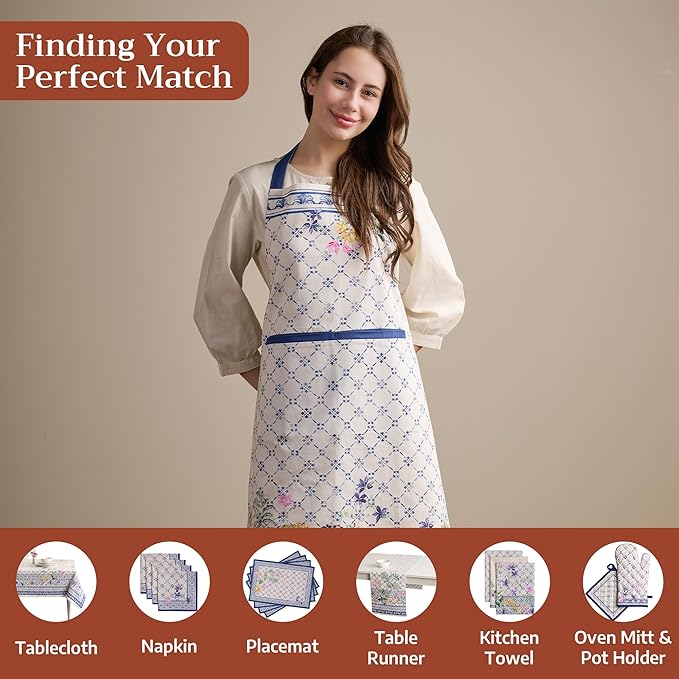 Maison d' Hermine 100% Cotton Apron for women with Pocket Kitchen Chef Apron for Men Cooking Mothers Day Gifts