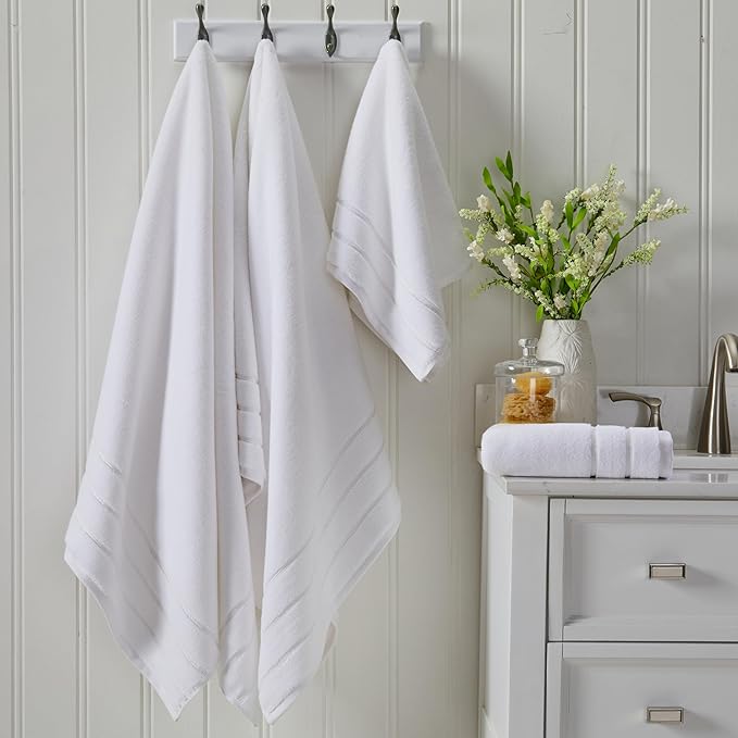 Springtree Home Luxury Turkish Cotton Bath Towels Set | 100% Turkish Cotton | Premium Bath Towels | Ultra Soft Thick Plush & Highly Absorbent | Luxury Hotel & Spa Bathroom Towels | Alpine White