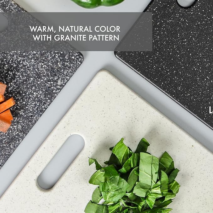 Dexas Superboard Cutting Board with Handle 11 x 14.5 inch Oatmeal Granite, Kitchen Prep Board, Dishwasher Safe, Non-Porous Poly Surface, Made in USA