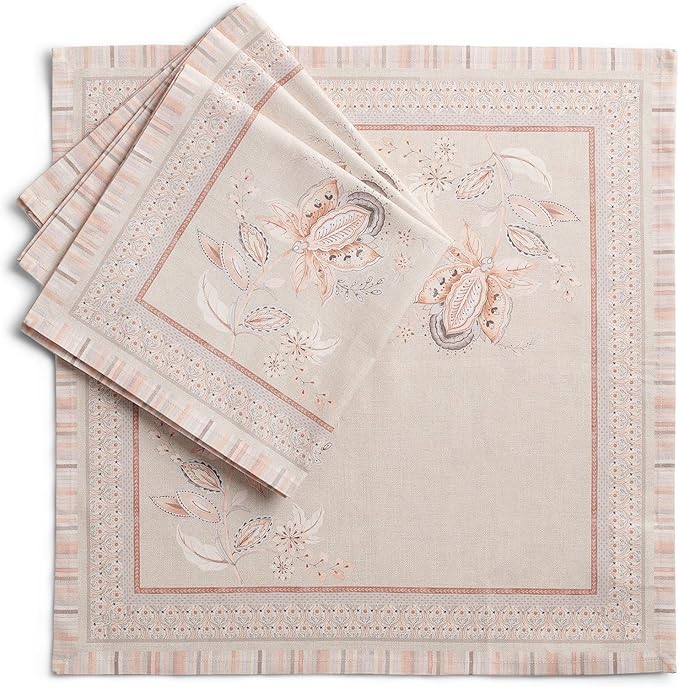 Maison d' Hermine Napkin 100% Combed Cotton Premium 20 Inch x 20 Inch Set of 4 Dinner Napkins, Decorative Washable Cloth Napkin for Dining, Buffet Parties & Camping - Society Florals