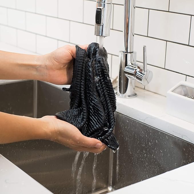 Now Designs Ripple Kitchen Dishcloth, Set of 4, Black