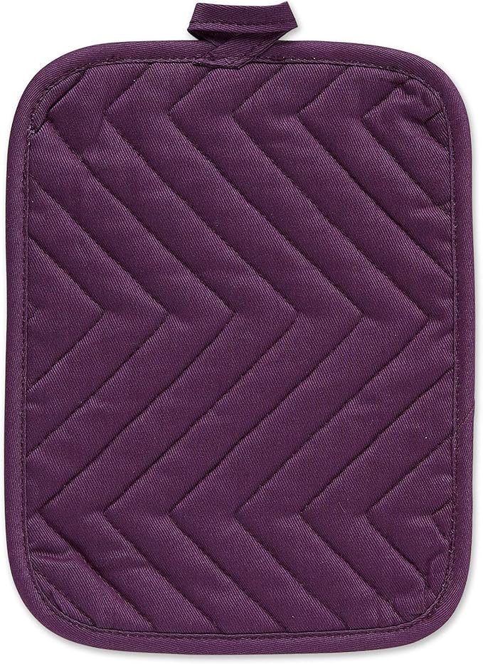 DII Heat Resistant Quilted Cotton Pot Holder Set, Designed with Space to Personalize Allowing a Customized Design, 7x9, Eggplant, 3 Count