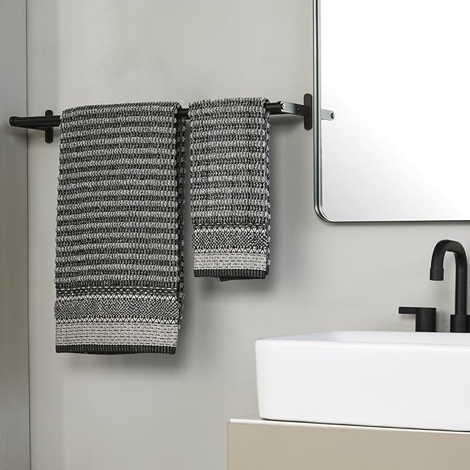 SKL Home Lewis 100% Cotton Premium Bath Towel, 600 GSM, Soft & Absorbent, Reversible Jacquard, Black