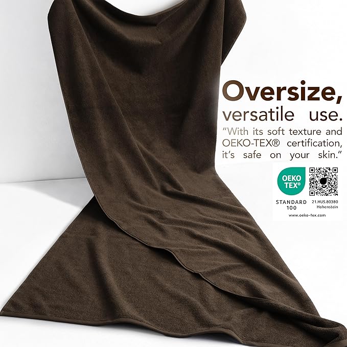 American Soft Linen 100% Cotton 600 GSM Turkish 40x80 Oversized Bath Towel Sheet, Extra Large Adult Towels for Bathroom, Brown Bath Sheet