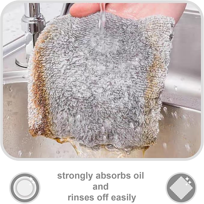 20 Pack Super Absorbent Dish Cloths Coral Velvet Microfiber Kitchen Towels Lint-Free Nonstick Oil Reusable Washable Fast Drying Rags 9.84"x9.84" Multipurpose Cleaning Dishcloths for Dishes Countertops