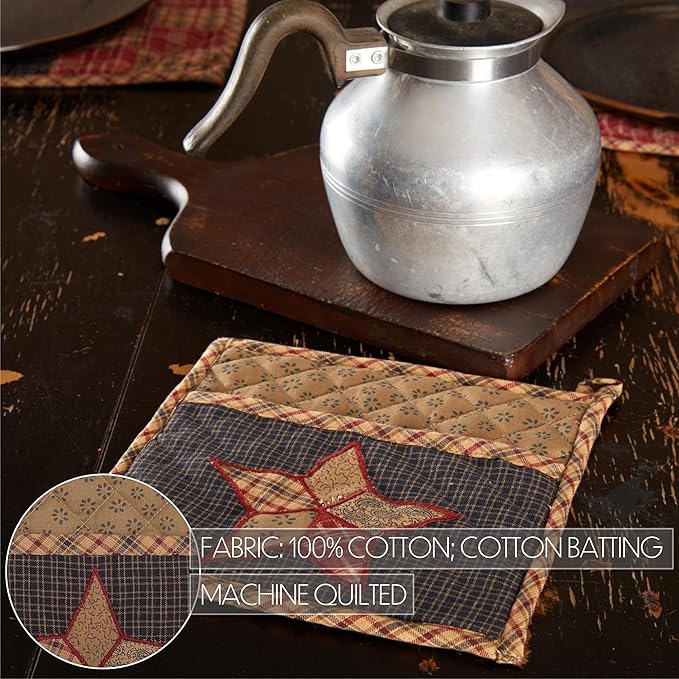 VHC Brands 12262 Arlington Patchwork Star Pot Holder