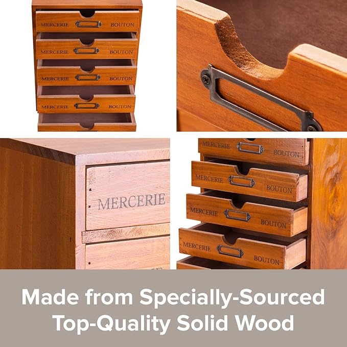 Vintage 5-Drawer Wooden Desk Organizer - Craft Storage - Rustic Shelf Drawer - Home Bedazzling, Rhinestone Organizers and Accessories - Embroidery Floss - Apothecary Cabinet, Art Storage I Stackable