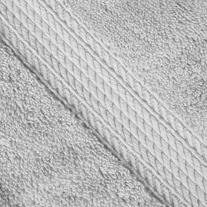 Superior Egyptian Cotton Pile Bath Towel Set of 4, Ultra Soft Luxury Towels, Thick Plush Essentials, Absorbent Heavyweight, Guest Bath, Hotel, Spa, Home Bathroom, Shower Basics, Silver