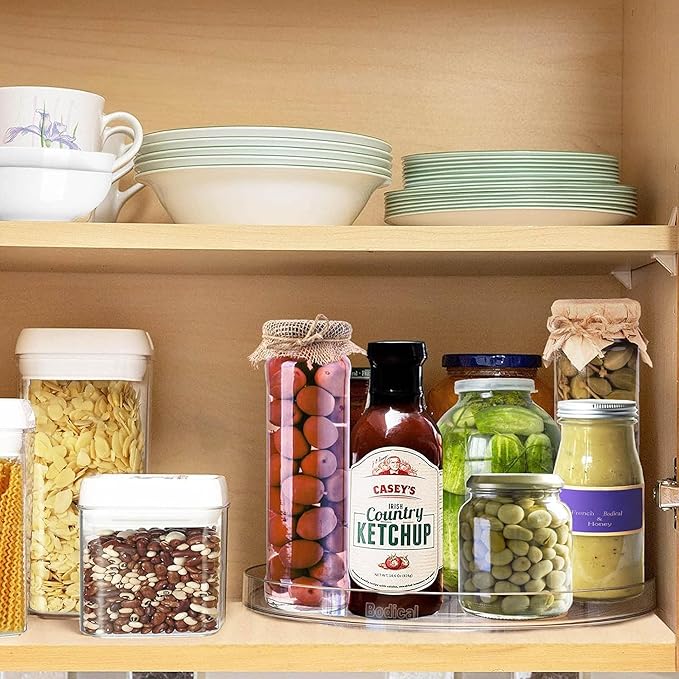 2 Pack Lazy Susan Organizer, 10.6" Clear Lazy Susan Turntable for Kitchen Cabinet,Turntable Organizer for Countertop, Pantry Organization and Storage