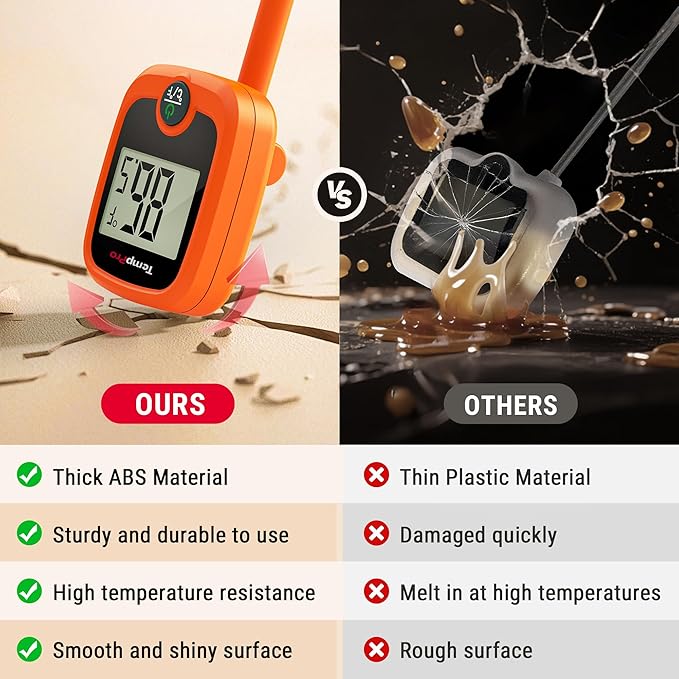 TempPro TP509 Candy Thermometer with Pot Clip, 10" Long Probe Instant Read Meat Food Thermometer with LCD, Cooking Oil Deep Frying Thermometer for Candy Syrup Sugar Brewing (Previously ThermoPro)