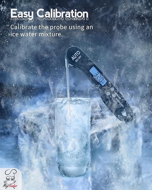 Instant Read Meat Thermometer, 1.2s Fast Read, ±1°F Accuracy, -58°F to 572°F, 4.4" Foldable Probe, 0 °C Calibration, Min/Max (Session), Auto-Rotating Backlit Display, °F/°C, Magnetic Back, Auto-Off