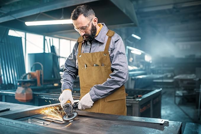 Nanxson Woodworking Apron for Men,Canvas Work Tool Apron Cross Back with Multi-Pockets Waterproof for Carpenter Woodworker