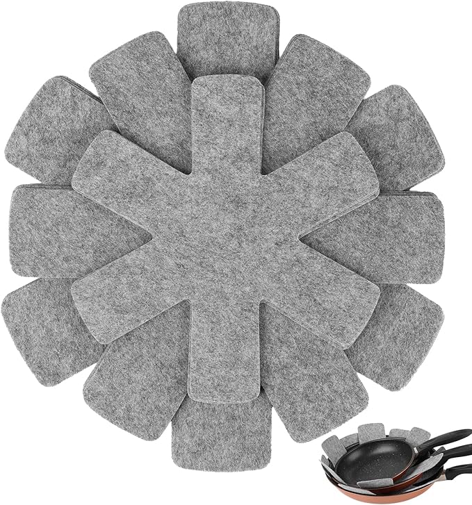 BOYAN Pot and Pan Protectors, Set of 12 and 3 Different Size, Cookware Dividers Pads/Stacking Pan Protectors/Pot Separators Pads for Protecting and Separating Pots Pans