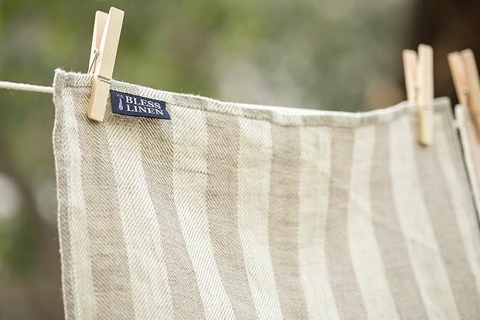 Jacquard Striped Pure 100% Linen Hand Kitchen Towel, 16 x 30 Inches, Set of 2, Grey/White