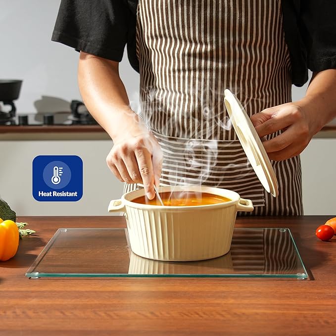 Kitchenville Glass Cutting Board 20”x16”: Tempered Glass Kitchen Counter Protector - Durable- Scratch-Resistant, Heat-Proof - Clear Design