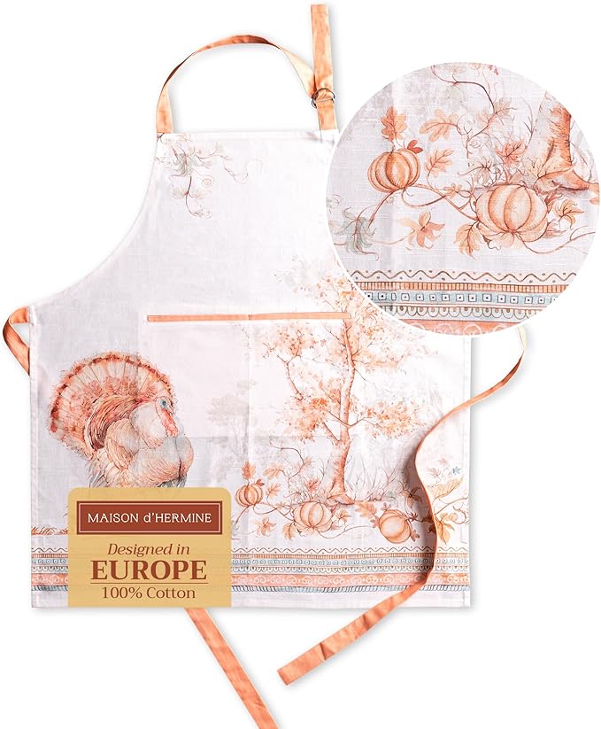 Maison d' Hermine 100% Cotton Apron for women with Pocket Kitchen Chef Apron for Men Cooking Mothers Day Gifts