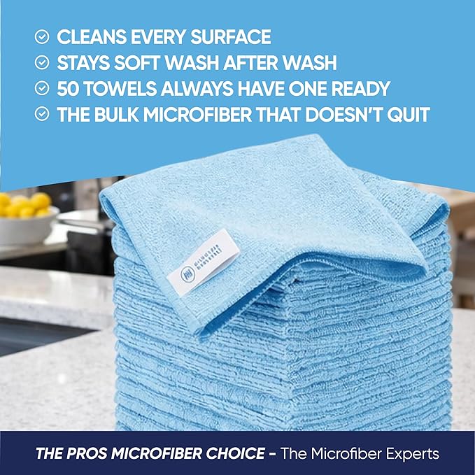 Bulk 12” X 12” All Purpose Microfiber Towels Wholesale - Case Quantity (400 Count) | No Fraying | High Density Microfiber | Zero Chemical Cleaner | Long-Lasting (Red)