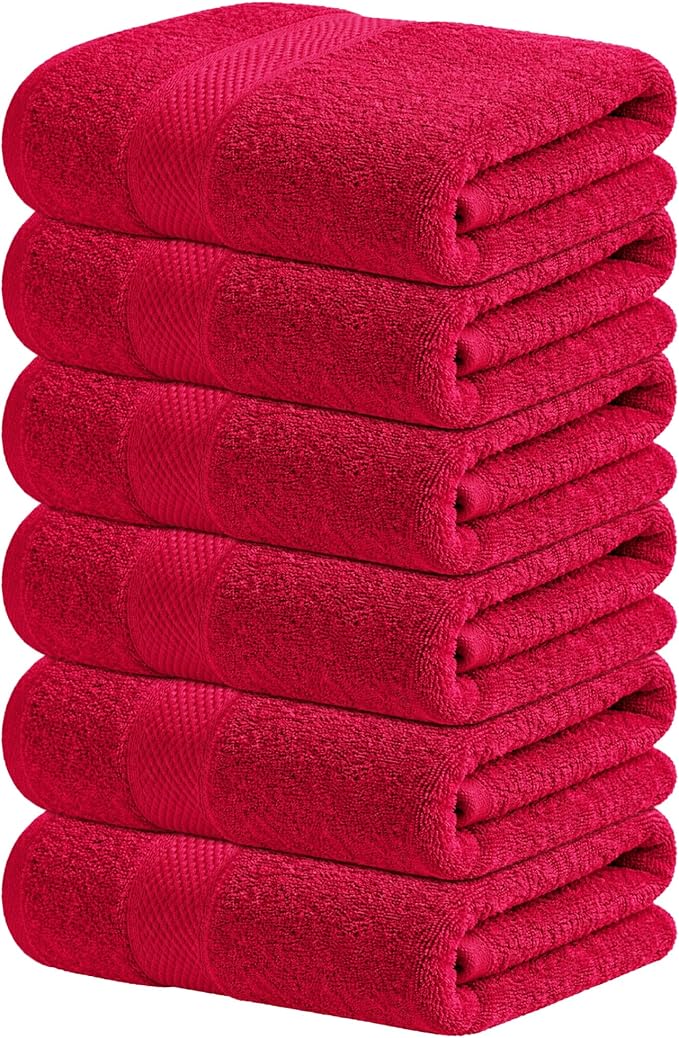 Infinitee Xclusives Burgundy Hand Towels for Bathroom - Set of 6 (16x28 inches) 600 GSM, 100% Cotton Ultra Soft, Quick Drying, Hotel Quality Hand Towel Set (Burgundy)