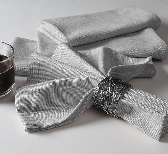 Native Fab Set of 12 Chambray Grey Cloth Napkins - 100% Cotton, 17x17 Inches, Soft, Absorbent, Reusable, Washable, Durable - Hotel Quality Table Dinner Napkins for Dining, Wedding, Everyday Use, Gray